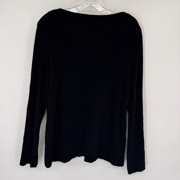 Chicos 3 Travelers Black Long Sleeve V-Neck Top Size XL Acetate Stretch USA - Picture 7 of 10